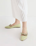 TEXTURED MINI SQUARE TOE BOW STRAP BALLERINA FLATS - BC MKT Vian