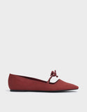 TEXTURED MINI SQUARE TOE BOW STRAP BALLERINA FLATS - BC MKT Vian