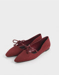 TEXTURED MINI SQUARE TOE BOW STRAP BALLERINA FLATS - BC MKT Vian